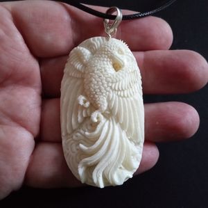 Large Hand Carved Phoenix Pendant